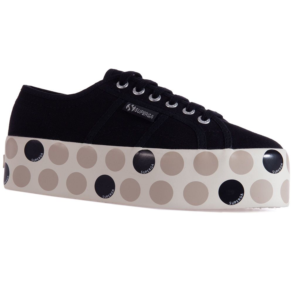 Superga 2790 Black Platform Sneakers - Women's Sneakers USA | US4981160